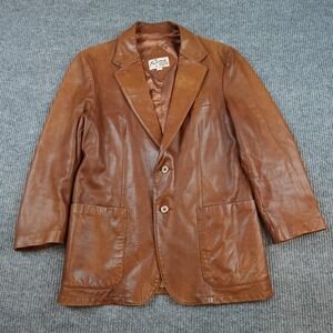 Vintage Remy Blazer Mens 42 Brown Leather Sport Coat 2 Button Jacket Butter Soft